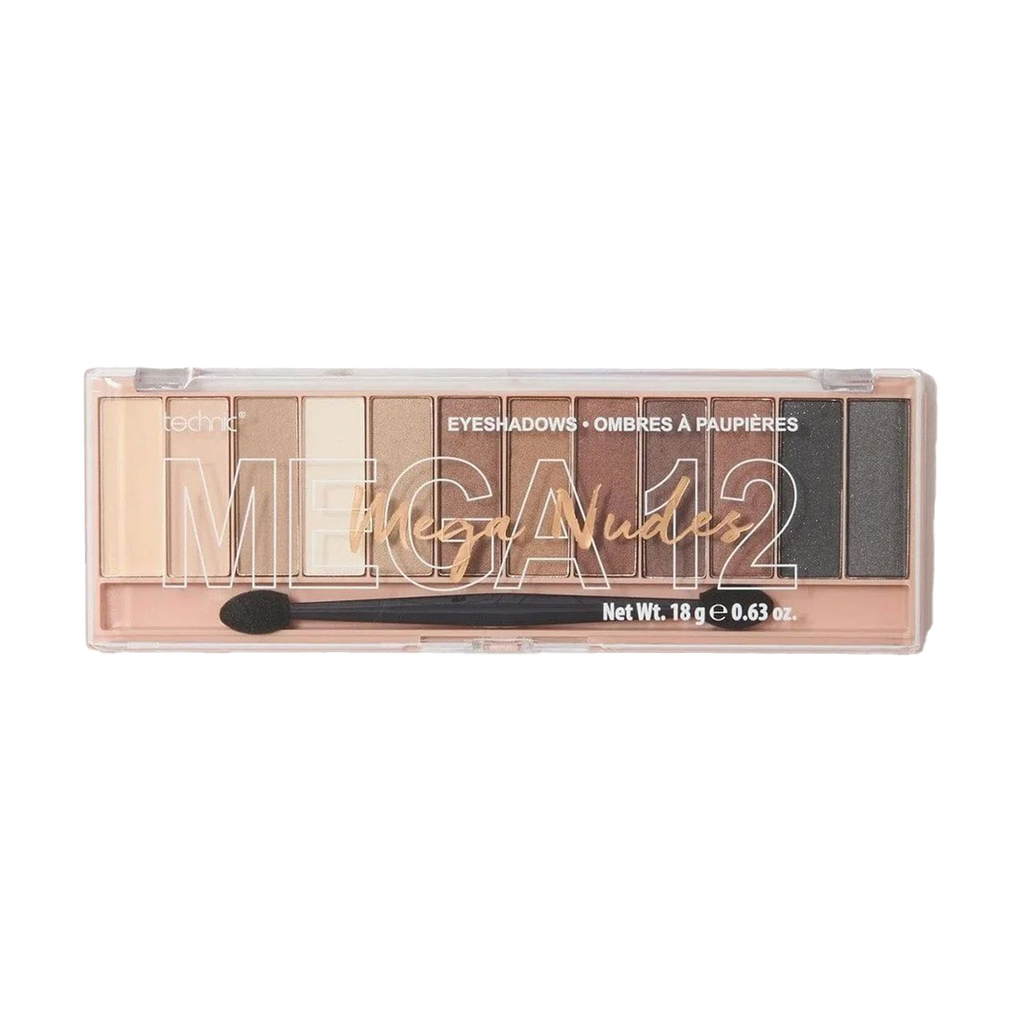 Палетка тіней для повік technic Mega 12 Eyeshadow Mega Nudes, 18 г